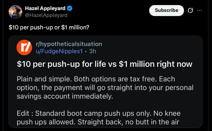 $10 Per Push-up or $1 million