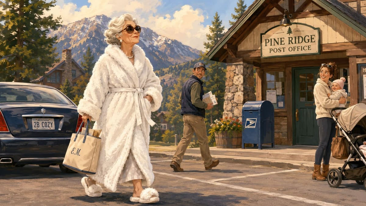 Bathrobe Lady at the Post Office